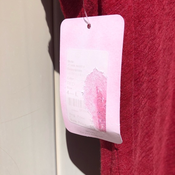 NWT Mickey Mouse WALT DISNEY T-Shirt Womens M Classic Fitted Burgundy Red Top - Picture 6 of 6